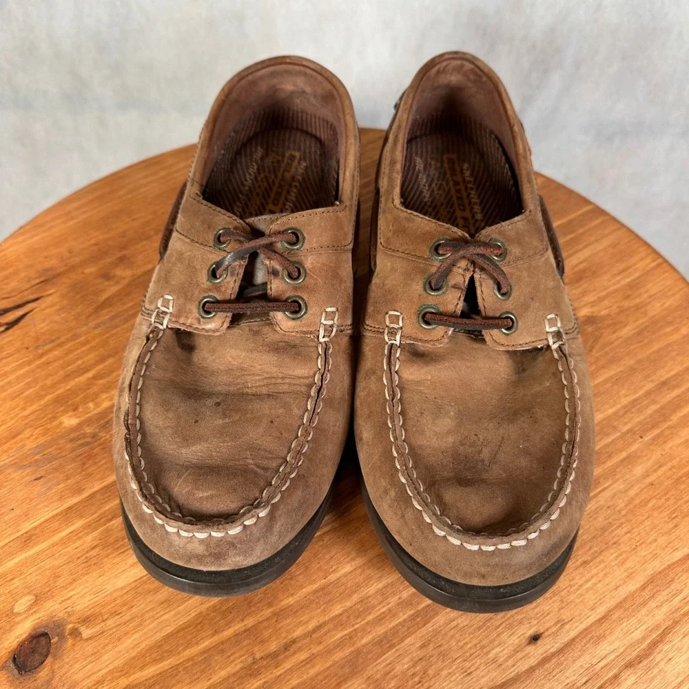 Skechers Boat Shoes Mens Size 8 Brown Good Relaxed Fit Leather Loafers 64765